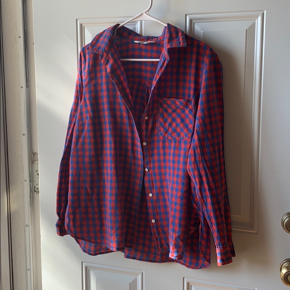 Blue and red plaid shirt